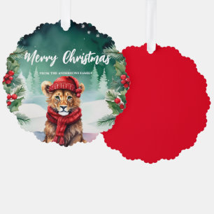 Adorno De Papel Pequeño zoológico de León Santa Navidad
