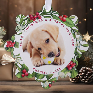 Adorno De Papel Perro cachorro primer Personalizado de Navidad 2 M