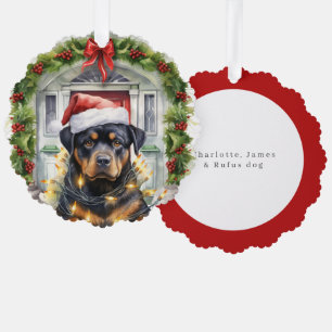 Adorno De Papel Perro corpulento en Navidades de la puerta delante