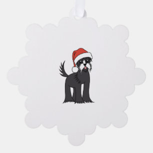 Adorno De Papel Perro de Navidades de Schnauzer en Santa Hat