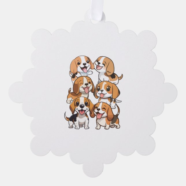 Adorno De Papel perros beagles adorables (Anverso)