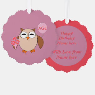 Adorno De Papel Personalizado Age Birthday Owl