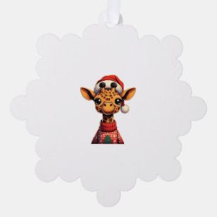 Adorno De Papel Personalizado Cuidado Giraffe Con Navidades De San