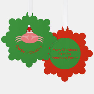 Adorno De Papel Personalizado de cangrejo navidades