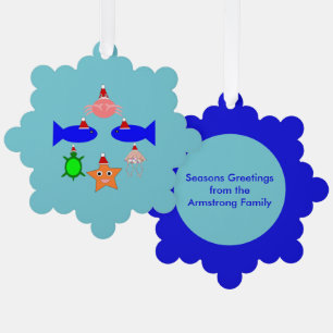 Adorno De Papel Personalizado de criaturas marinas de navidades