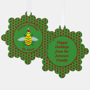 Adorno De Papel Personalizado de flores de abeja y poinsettia para