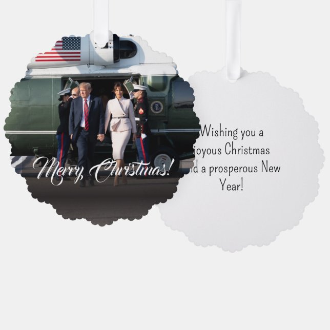 Adorno De Papel Personalizado de Navidades militares Donald Trump  (Anverso/Reverso)