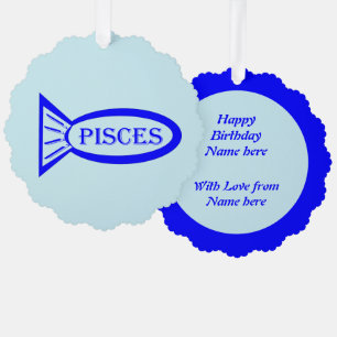 Adorno De Papel Personalizado de Piscis Star Sign Fish