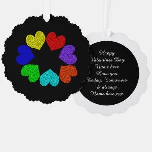 Adorno De Papel Personalizado Floral Rainbow Love Hearts