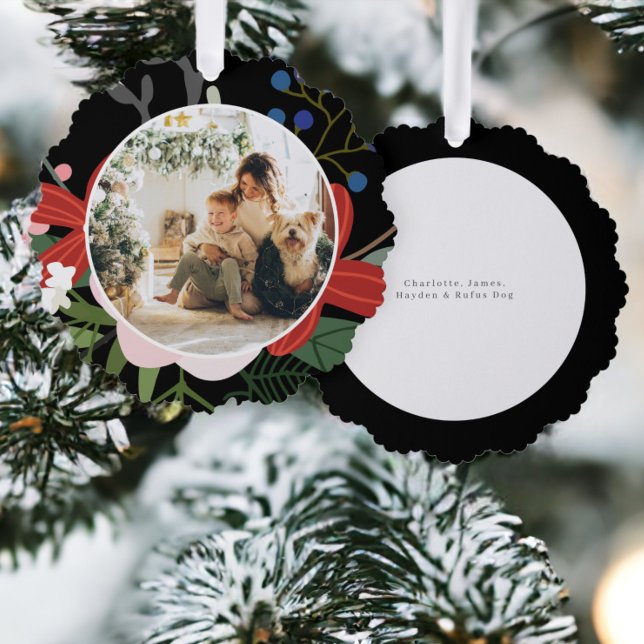Adorno De Papel Personalizado fotográfico Navidades personalizados (Photo Custom Personalized Christmas Winter Flower Ornament Cards from Ricaso. Unique card & ornament)