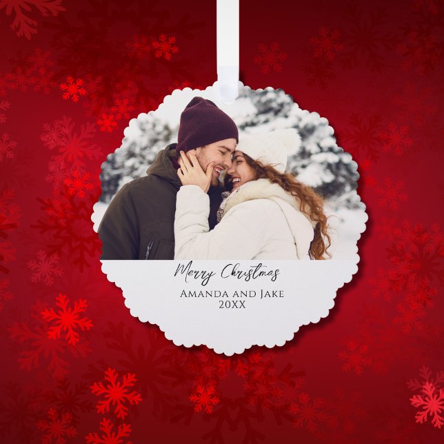 Adorno De Papel Personalizado moderno Fotos navideñas merry (Subido por el creador)