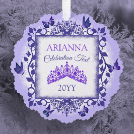 Adorno de papel personalizado morado con nombre