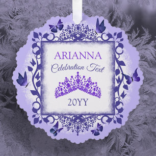 Adorno de papel personalizado morado con nombre