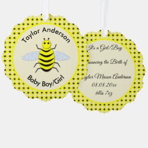 Adorno De Papel Personalizado neutral de género de bebe amarillo l