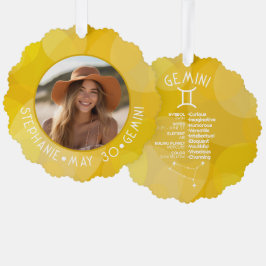 Adorno De Papel Personalizado Zodiac Gemini Astrología de la foto 