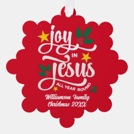 Adorno De Papel Personalized JOY IN JESUS Christian Christmas RED