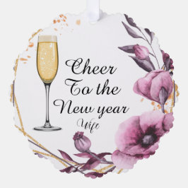 Adorno De Papel Personalized pink floral champagne glass typograph