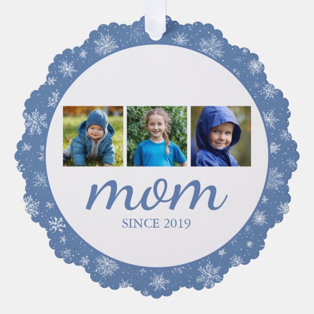 Adorno De Papel Photo Collage Mom Christmas Ornament Card (Anverso)