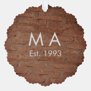 Adorno De Papel Piedra de ladrillo rústico marrón añadir nombre fe