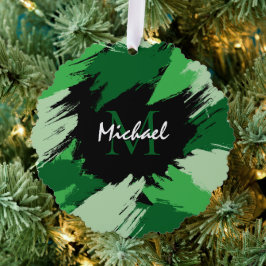 Adorno De Papel Pinceles de color verde con monograma