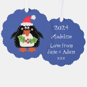 Adorno De Papel Pingüino Navidad personalizado
