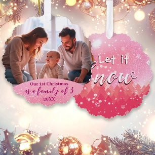 Adorno De Papel Pink Let it Snow 1familia de Navidades de 3 Foto