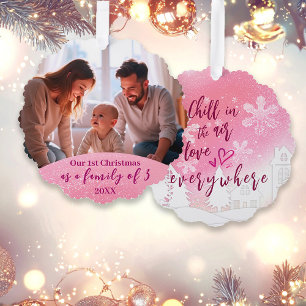Adorno De Papel Pink Let it Snow 1familia de Navidades de 3 Foto