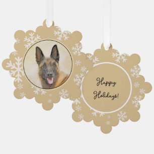 Adorno De Papel Pintura belga malinois - Arte de perro original