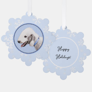 Adorno De Papel Pintura de Bedlington Terrier - Original Perro Art