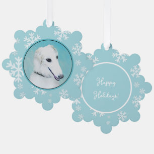 Adorno De Papel Pintura de Borzoi (blanco) - Arte de perro origina