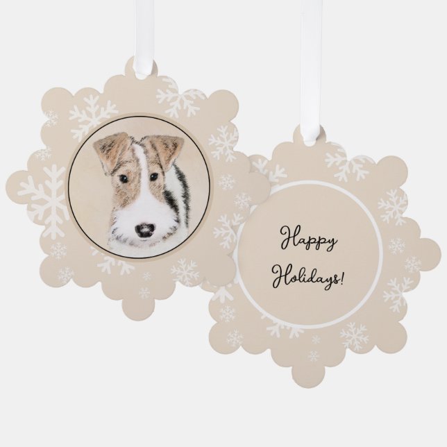 Adorno De Papel Pintura de hilo Fox Terrier - Arte de Perro Origin (Anverso/Reverso)