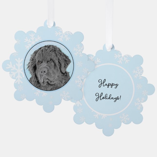 Adorno De Papel Pintura de Newfoundland - Cute original Dog Art (Anverso/Reverso)