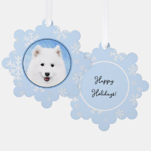 Adorno De Papel Pintura de pimienta de Samoyed - Arte Perro Origin