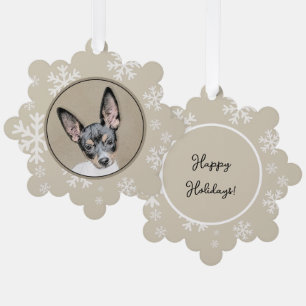 Adorno De Papel Pintura de Rat Terrier - Arte de Perro Original Li