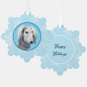 Adorno De Papel Pintura de Saluki (plata) - Arte de perro original