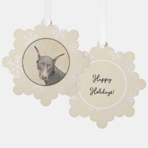 Adorno De Papel Pintura Doberman Pinscher - Original Dog Art