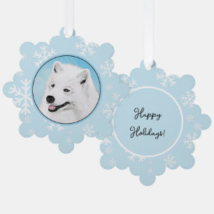 Adorno De Papel Pintura Samoyed - Arte Perro Original Cuto