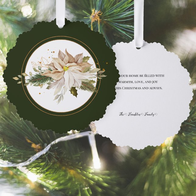 Adorno De Papel Poinsettia blanca con verde pino y oro (Subido por el creador)