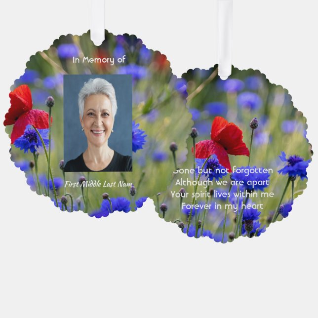 Adorno De Papel Poppy Cornflower Meadow Memorial Pocket Keepsake (Anverso/Reverso)
