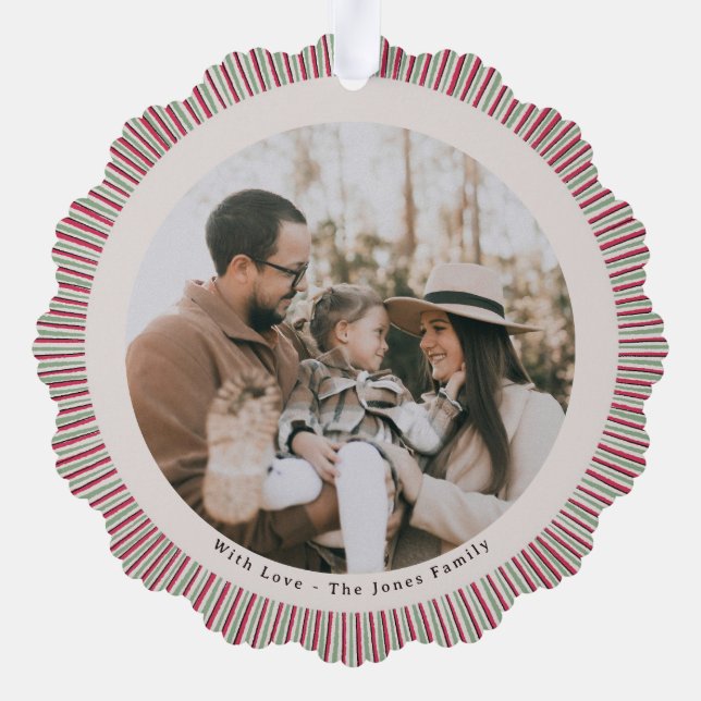 Adorno De Papel Preppy Holiday Paper Ornament with Photo  (Reverso )