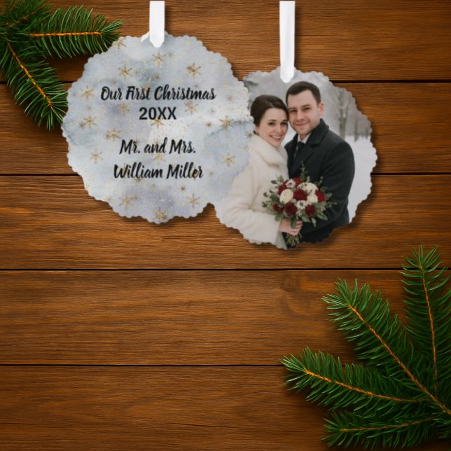 Adorno De Papel Primer Keepsake navideño de recién casados (Newlywed's First Christmas ornament)