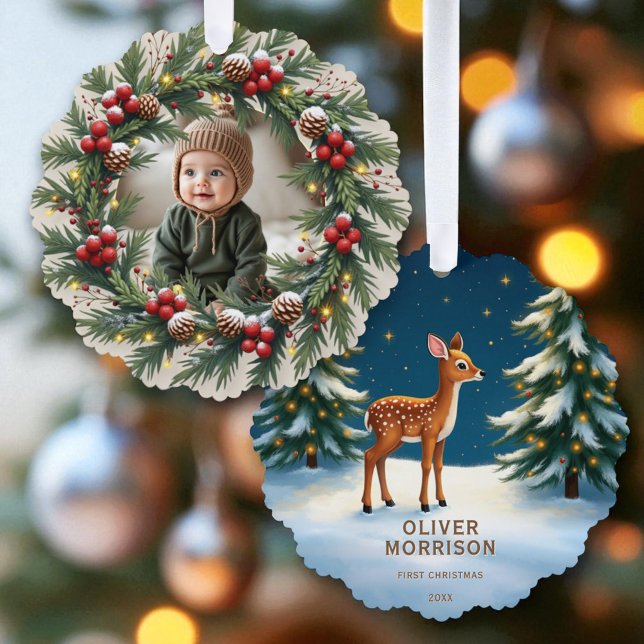 Adorno De Papel Primer venado de Woodland de Navidad personalizado (Subido por el creador)