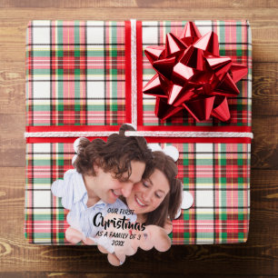 Adorno De Papel Primera Navidad como familia de 3