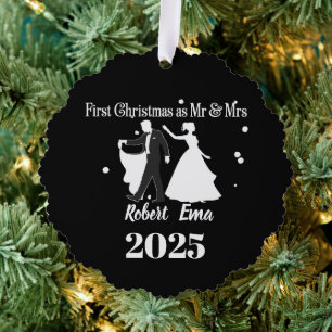Adorno De Papel Primera Navidad como Sr. y Sra. 2025 Personalizado