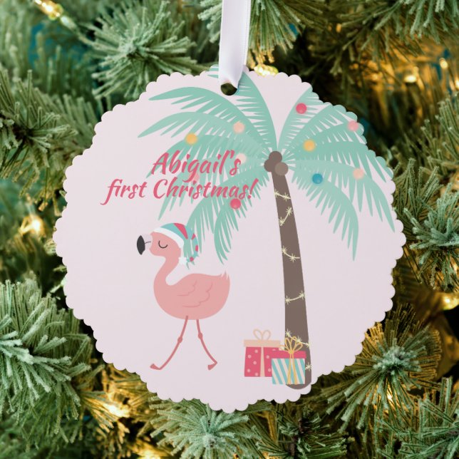 Adorno De Papel Primera Navidad del bebé - Santa Flamingo dulce (Insitu (árbol))