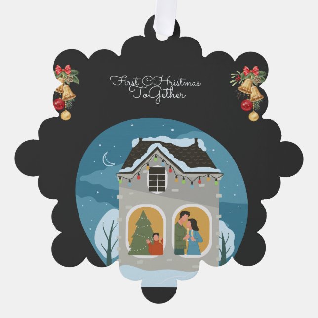 Adorno De Papel Primera Navidad juntos en vacaciones familiares (Anverso)