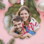 Adorno De Papel Primera Navidad juntos foto amor guión moderno<br><div class="desc">Sube tu foto favorita (preferiblemente cuadrada),  inserta tu texto,  nombres y fecha,  y haz que esta moderna y moderna tarjeta de adorno de árbol de Navidad rosa sea un regalo para recordarte tu relación,  compromiso,  boda o cualquier otro aniversario de la pareja!</div>