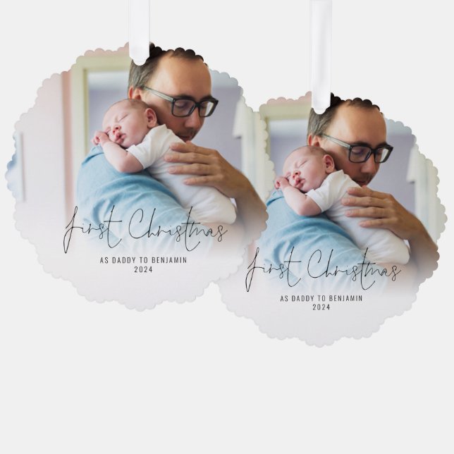 Adorno De Papel Primera Navidad: Papi nombra la foto del año (Anverso/Reverso)