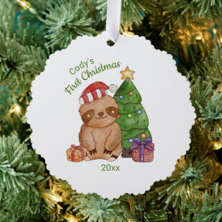 Adorno De Papel Primera Navidad Perezoso Adorable