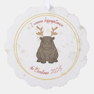 Adorno De Papel Quiero un reno hipopótamo para Navidad 2025 